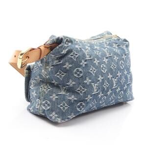 Louis Vuitton Baggy Leather Shoulder Monogram Blue Denim Bag Denim